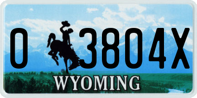 WY license plate 03804X