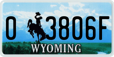 WY license plate 03806F