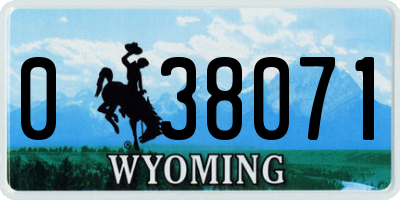 WY license plate 038071