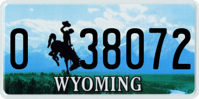 WY license plate 038072