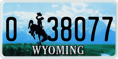 WY license plate 038077