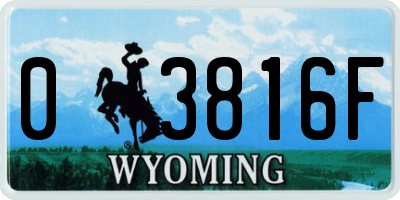 WY license plate 03816F
