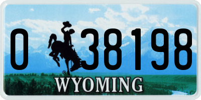 WY license plate 038198
