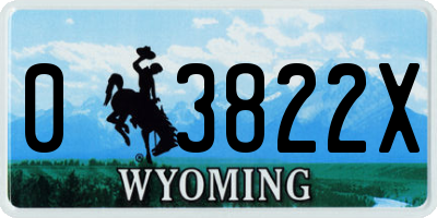 WY license plate 03822X