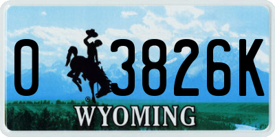 WY license plate 03826K