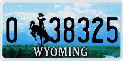 WY license plate 038325