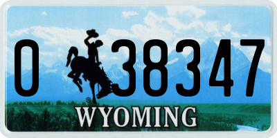 WY license plate 038347