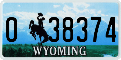 WY license plate 038374