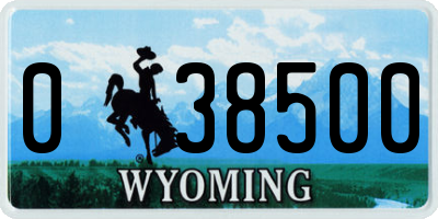 WY license plate 038500
