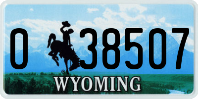WY license plate 038507