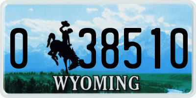 WY license plate 038510