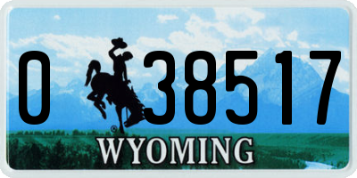 WY license plate 038517