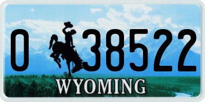 WY license plate 038522