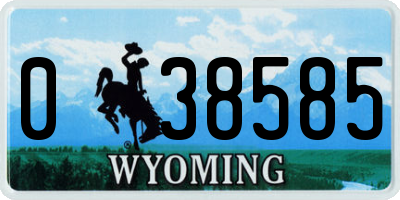 WY license plate 038585
