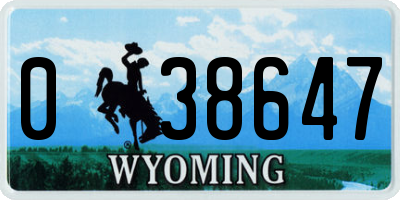 WY license plate 038647