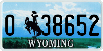 WY license plate 038652