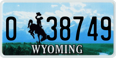 WY license plate 038749