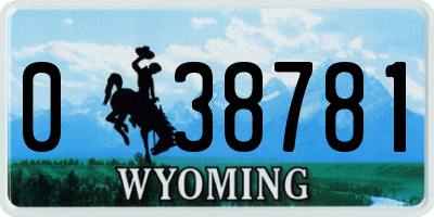 WY license plate 038781