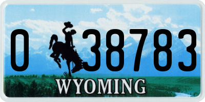 WY license plate 038783