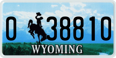WY license plate 038810