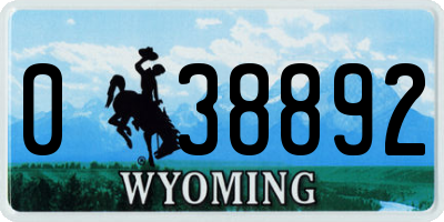 WY license plate 038892