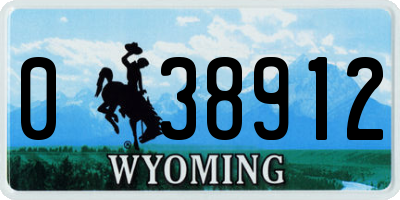 WY license plate 038912