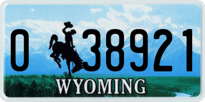 WY license plate 038921
