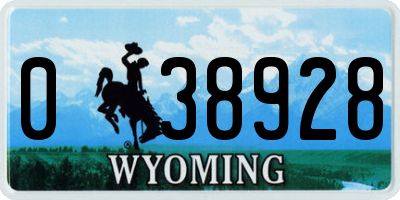 WY license plate 038928