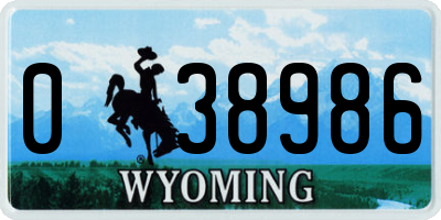 WY license plate 038986