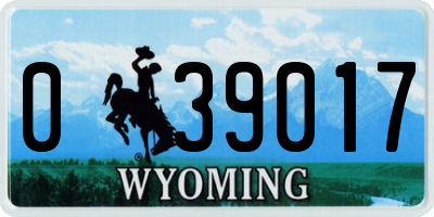 WY license plate 039017