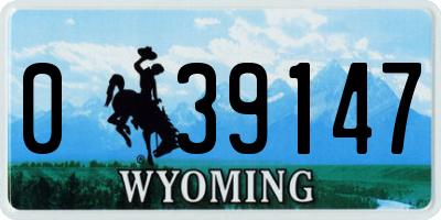 WY license plate 039147