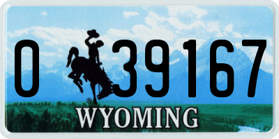 WY license plate 039167