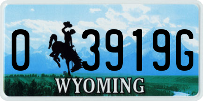 WY license plate 03919G