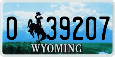 WY license plate 039207