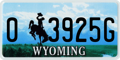WY license plate 03925G