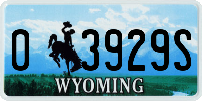 WY license plate 03929S