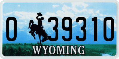 WY license plate 039310