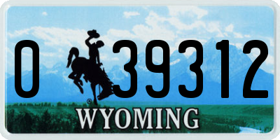 WY license plate 039312