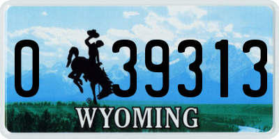 WY license plate 039313