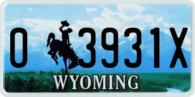 WY license plate 03931X