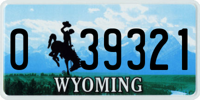 WY license plate 039321