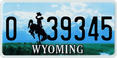 WY license plate 039345