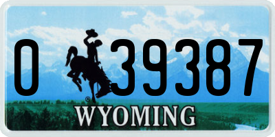 WY license plate 039387