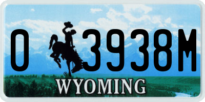 WY license plate 03938M