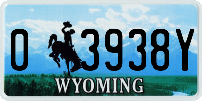 WY license plate 03938Y