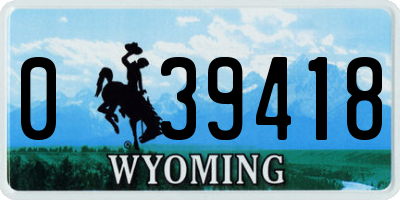 WY license plate 039418