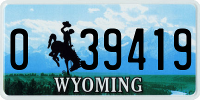 WY license plate 039419