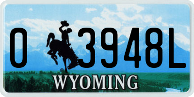 WY license plate 03948L
