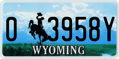 WY license plate 03958Y