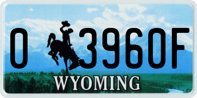 WY license plate 03960F